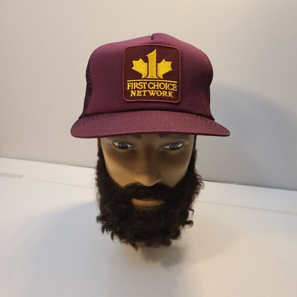 Vintage 90s Trucker Hat First Choice Network Patch Mesh Adjustable Hat - Picture 1 of 8